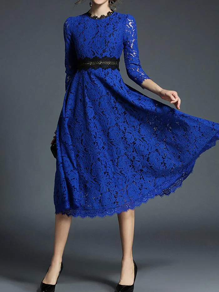 Women's new elegant crochet hollow lace dress