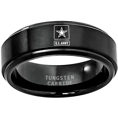 4MM 6MM 8MM Women or Men's U.S. Army Tungsten Military Wedding Bands Domed Silver Black Gold with Laser Etched United States Army Logo