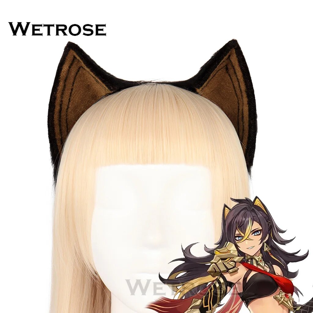 [Wetrose] In Stock Dehya Cat Girl Cosplay Ear Дэхья Furry Fuzzy Hairy Costume Genshin Impact Sexy Set Wig Halloween Xmas