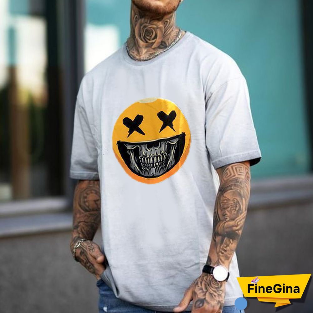 Street Smiley Print Short Sleeve T-Shirt