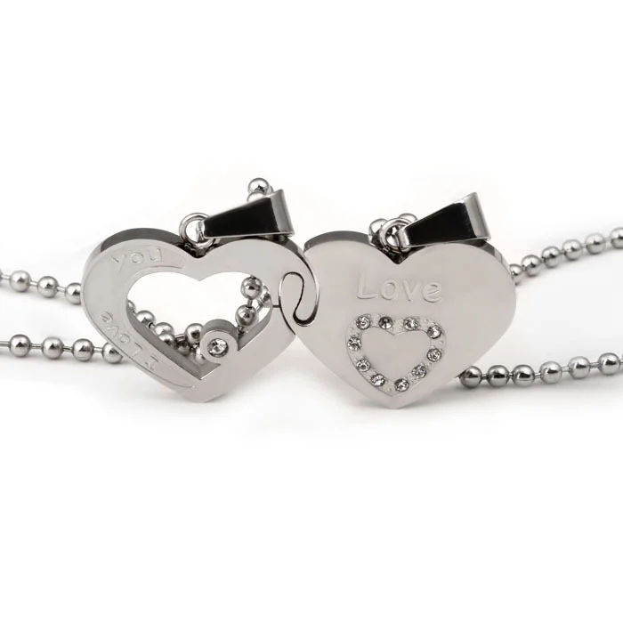 Couple Matching Necklace Double Heart Necklace Friendship Style Valentine's Day Gifts for Couple