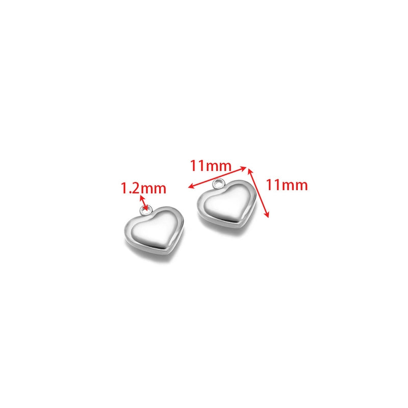 5 PCS/Package 14*17mm 304 Stainless Steel Heart Shape Pendant Jewelry Accessories