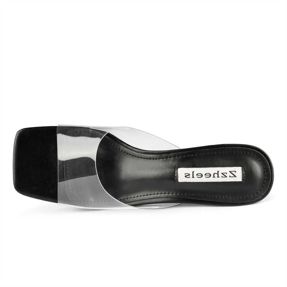 7cm/2.76''  Transparent Low Heeled Sandals Women's Slippers