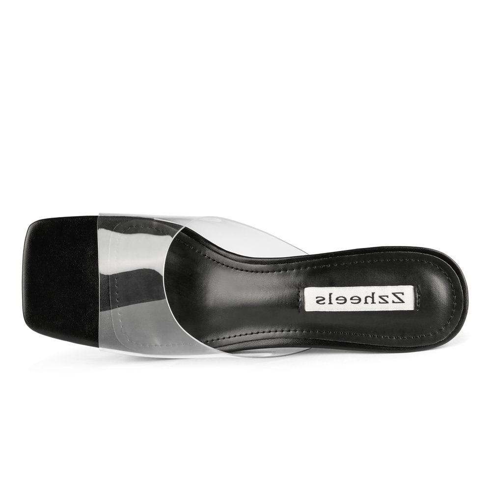 7cm/2.76''  Transparent Low Heeled Sandals Women's Slippers