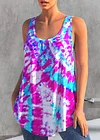 Plus Size Tie Dye Print Round Neck Curved Hem Casual Tank Top