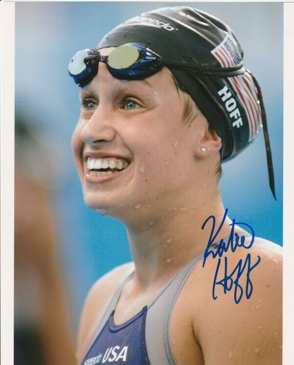 KATIE HOFF SIGNED USA SWIMMING 8x10 Photo Poster painting #3 SUMMER OLYMPICS