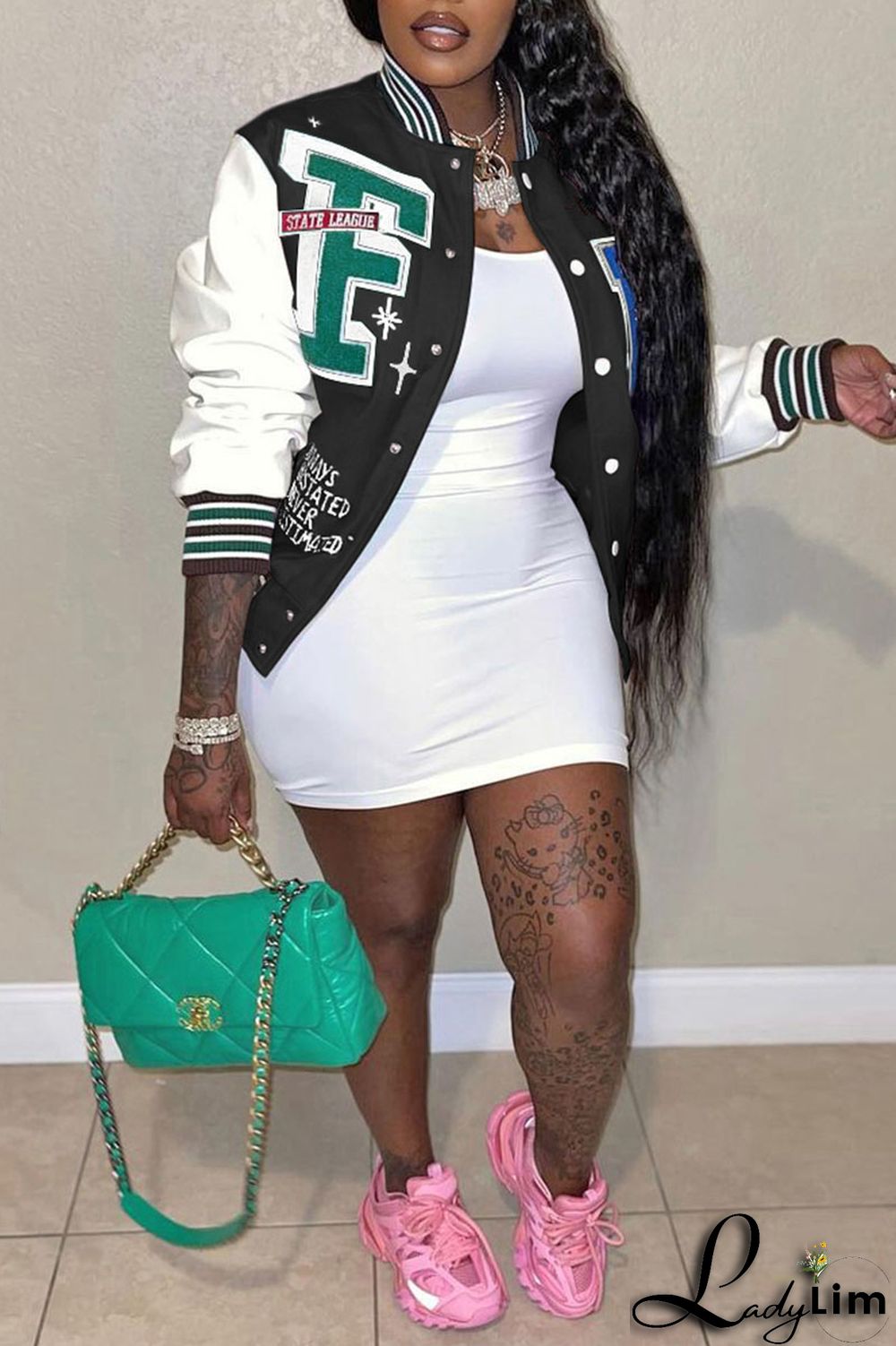 Pink Casual Print Patchwork Buckle Outerwear