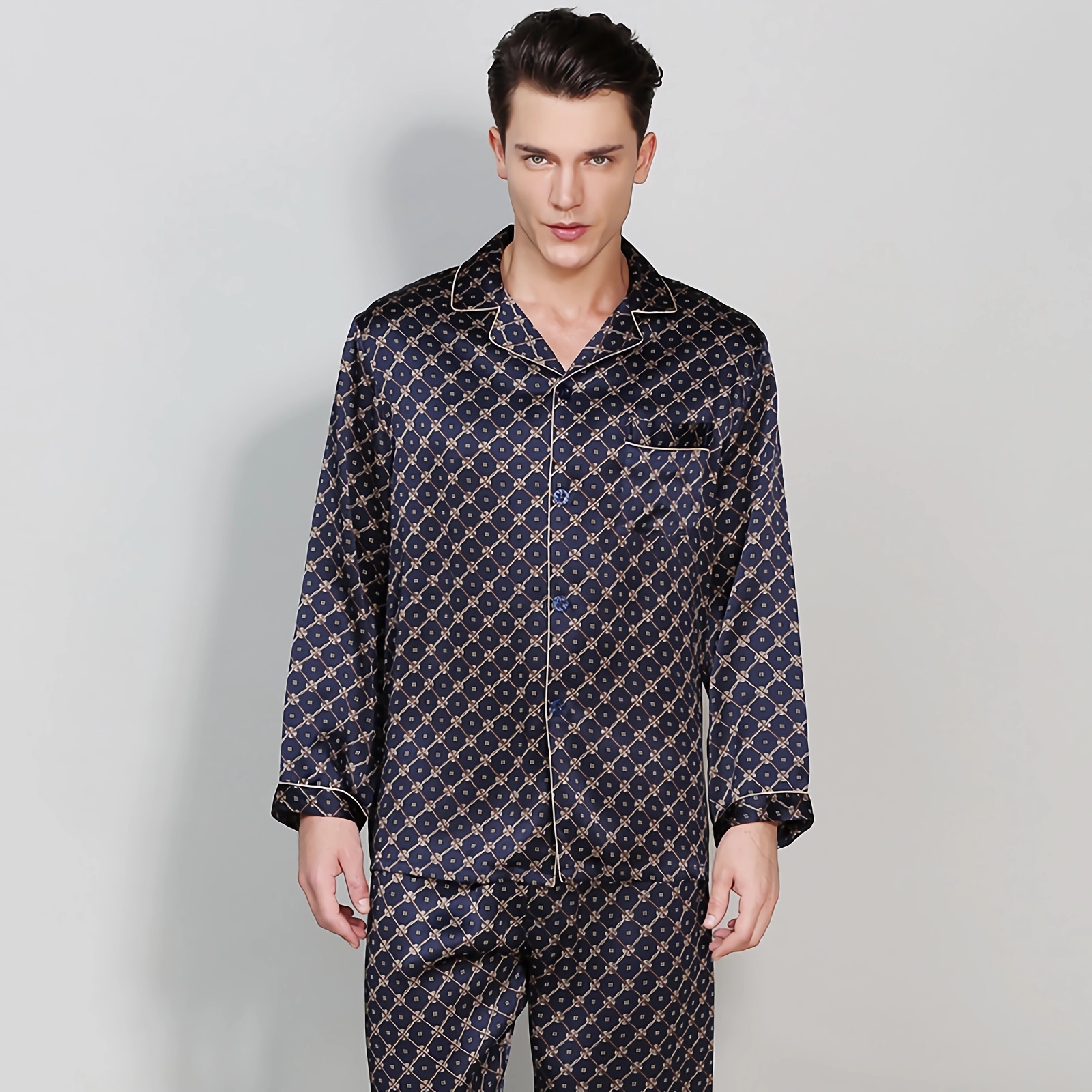 19 Momme Printed Silk Pajamas For Men REAL SILK LIFE