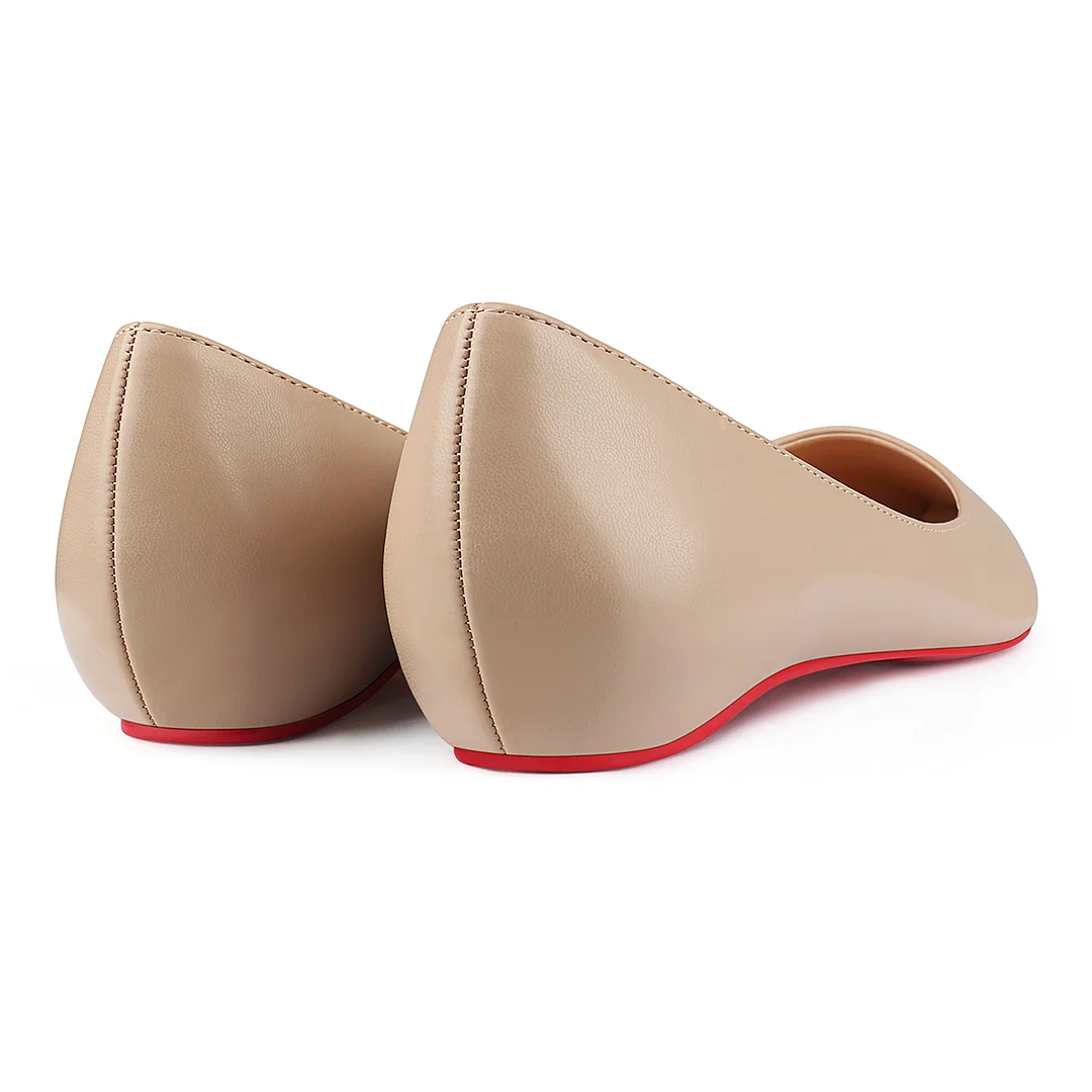 Women's Flats Pointed Toe Internal Increase Chunky Heels Red Bottom Kitten Heels Daily Pumps for Women-MERUMOTE