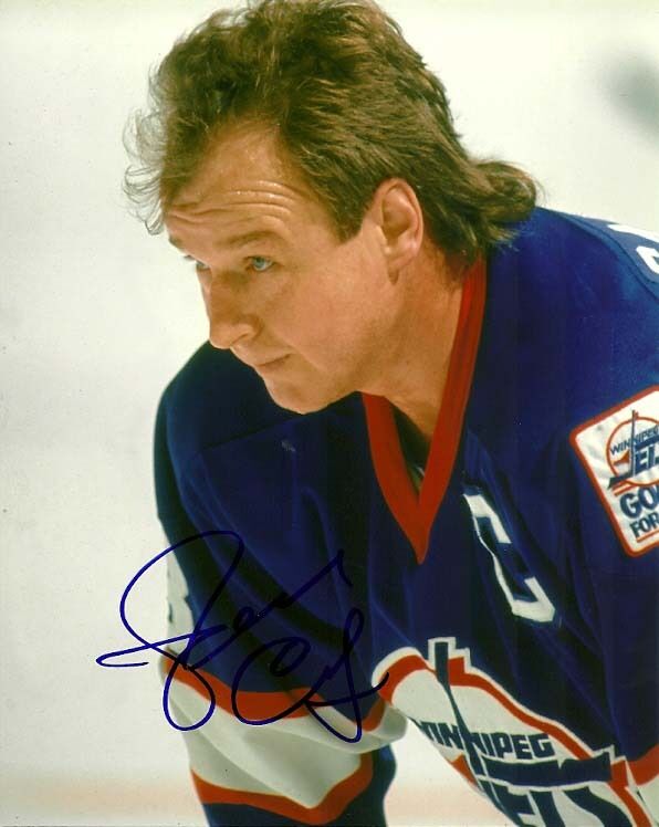 VINTAGE RANDY CARLYLE SIGNED WINNIPEG JETS 8x10 Photo Poster painting #1 Autograph