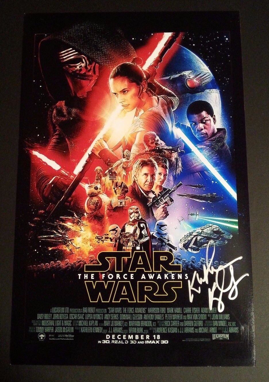 KATHLEEN KENNEDY Authentic Hand-Signed STAR WARS THE FORCE AWAKENS