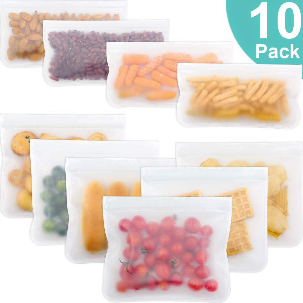 

10pcs PEVA Silicone Fruit Food Bag Leakproof Reusable Fresh Kitchen Storage, Multicolor, 501 Original