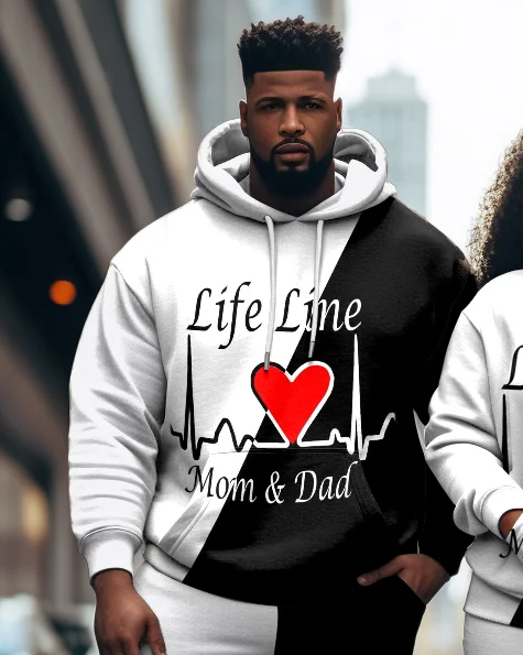 Couple Plus Size Casual Life Lime Mom Dad Hoodie Set
