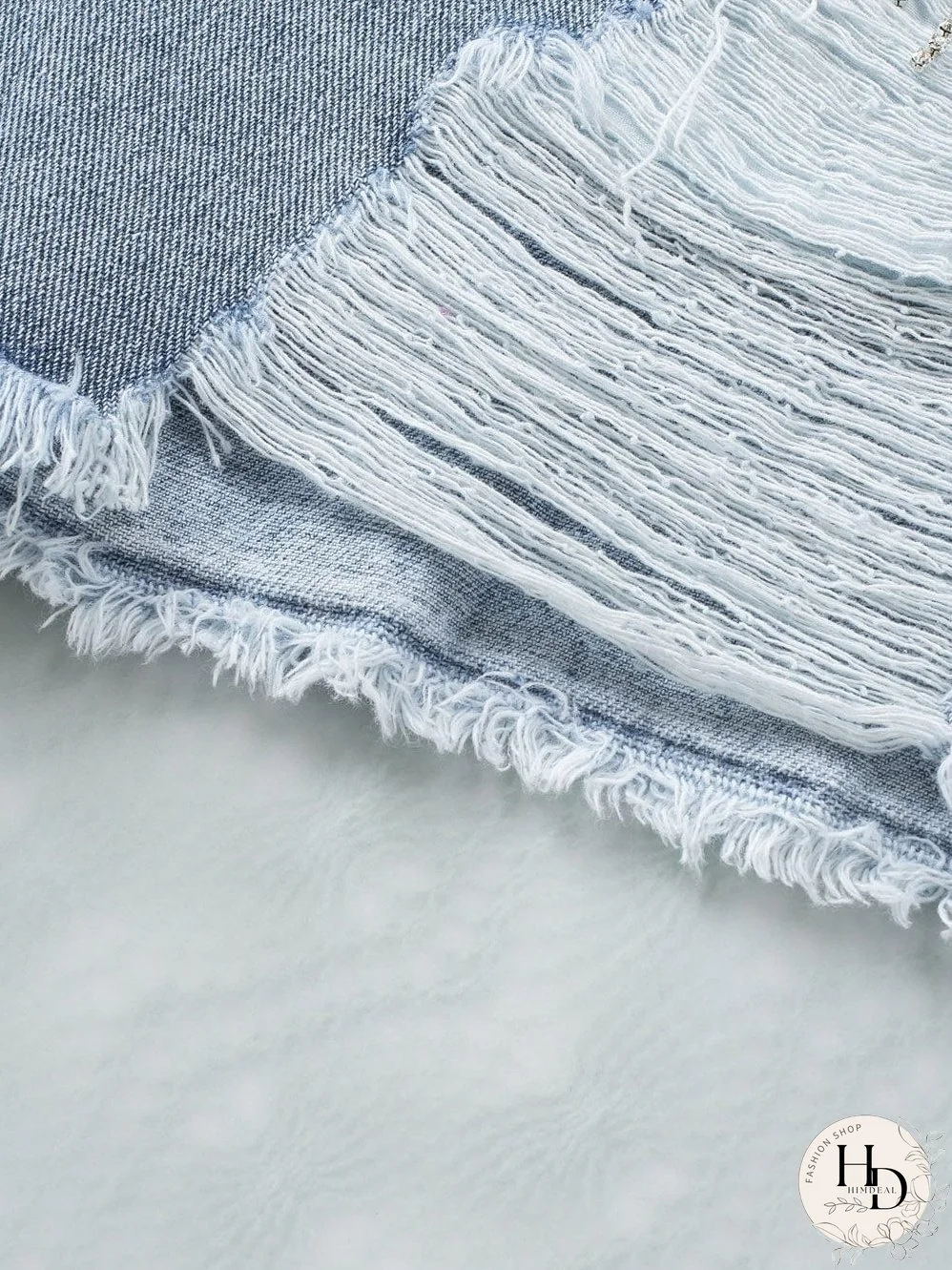 Unique Rhinestone Tassel Denim Shorts