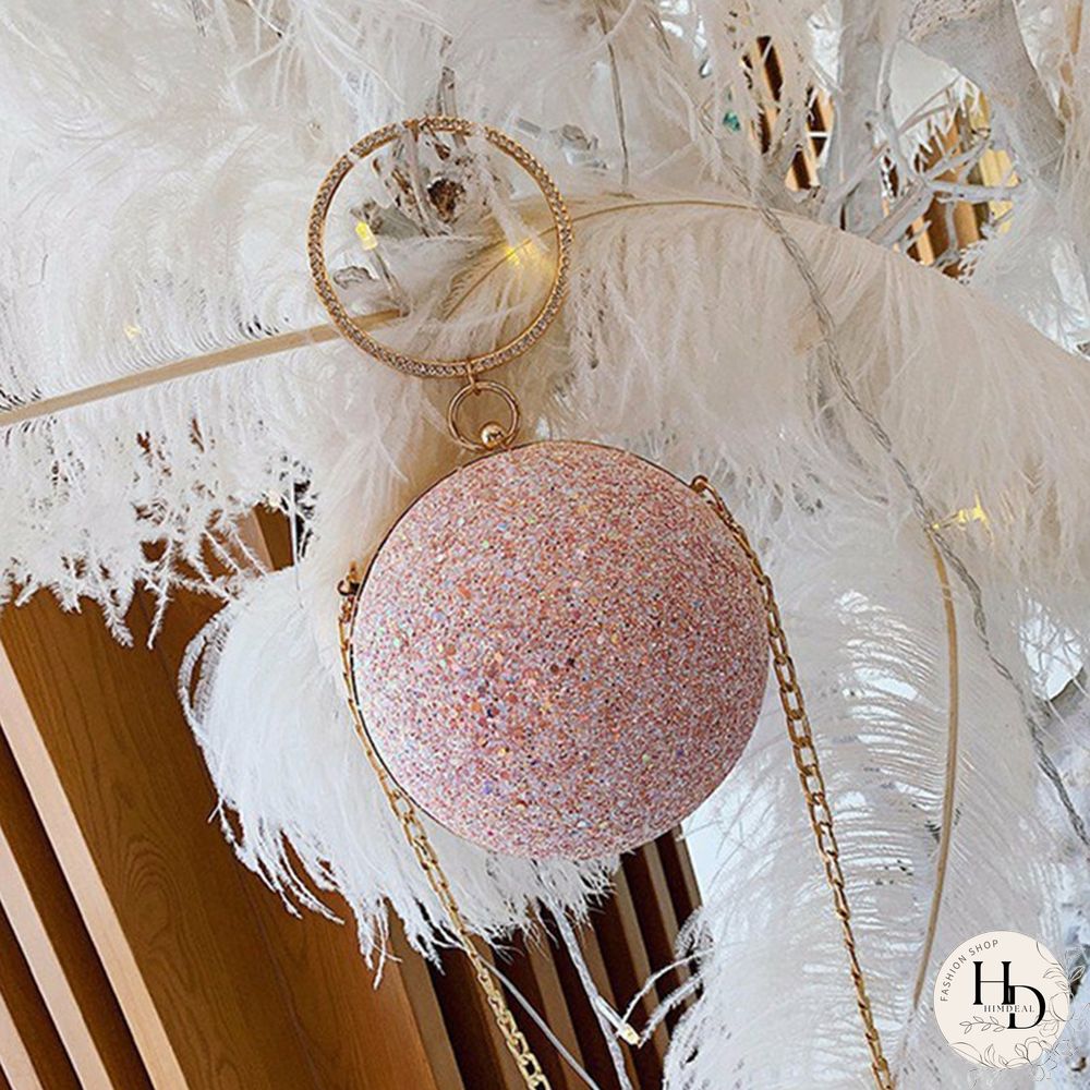 Pink Fashion Patchwork Round Crossbody Bag