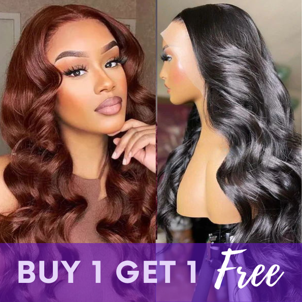 BOGO FREE| Reddish Brown Lace Front Wig & Free Lace Closure Wig Flash Sale