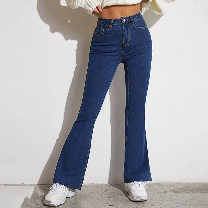 Graduation Gifts  Okuohao Skinny Bell Bottom Jeans Women High Waisted Stretch Straight Slim Fit Denim Flare Pants Mom Casual Slim Elastic Trousers