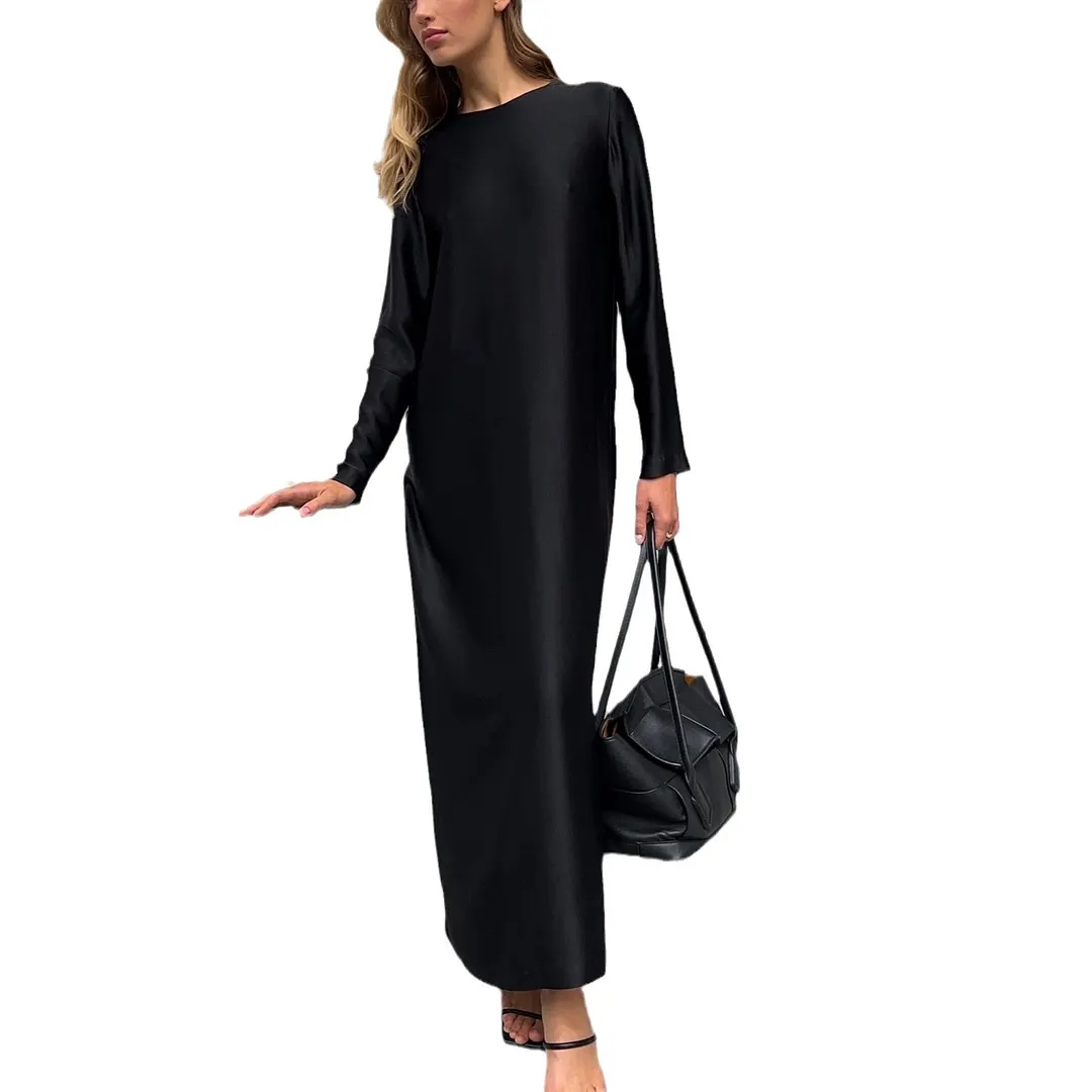 Churchf Churchf New 2023 Women's Bottom Dress Fashion Long Sleeve Slit Satin Pendant Wrap Hip Skirt