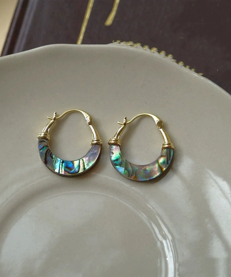 Chic Gold Copper Overgild Shell Hoop Earrings