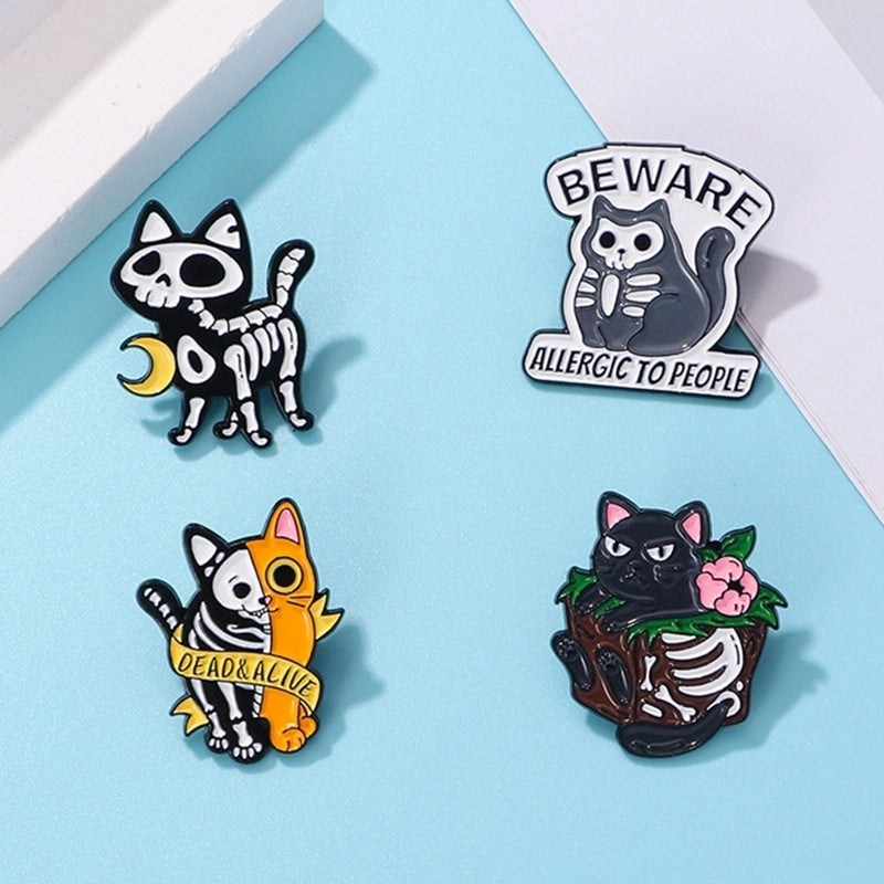 Cute Cat Skull Alloy Unisex Brooches