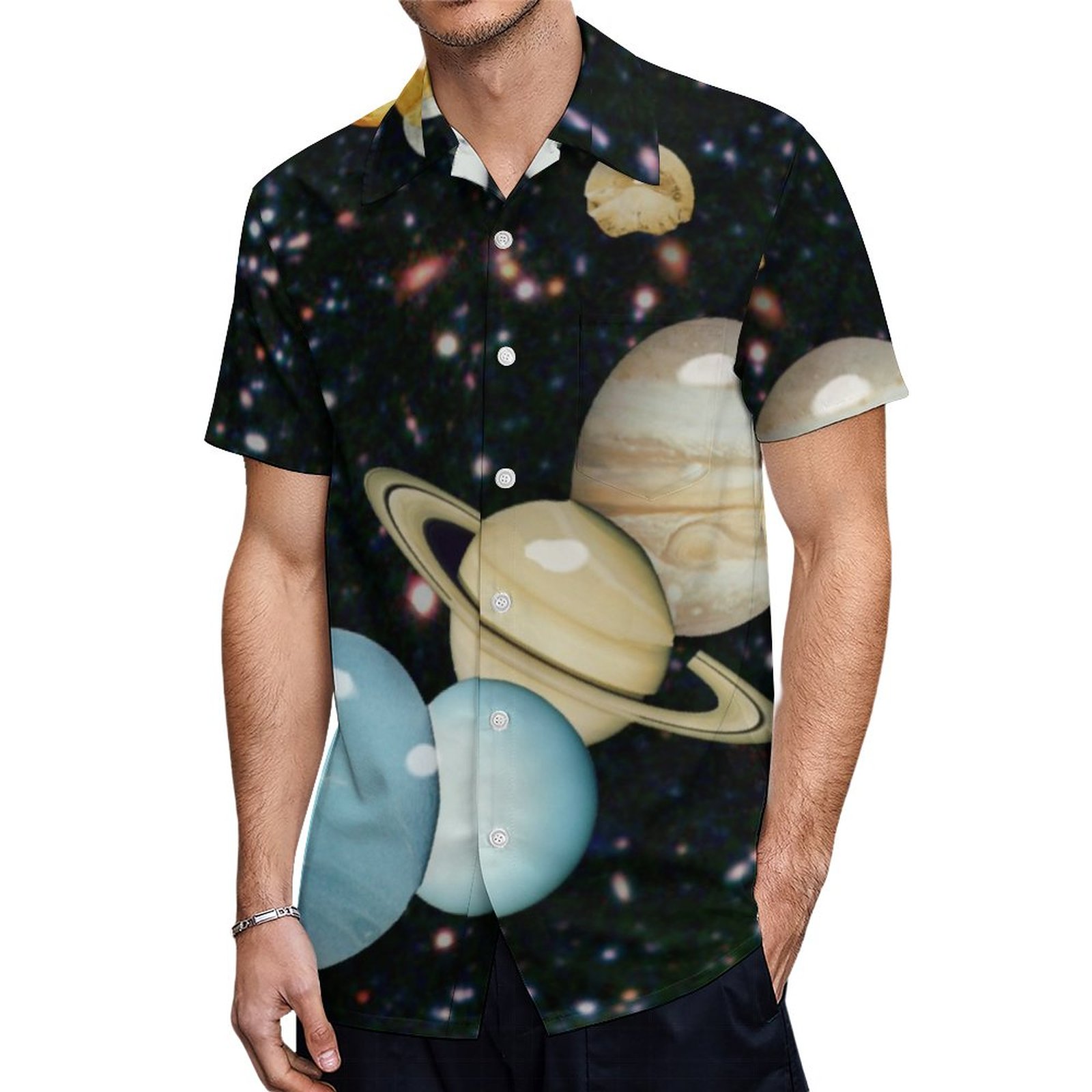 Our Solar System Hawaiian Shirt Mens Button Down Plus Size Tropical Hawaii Beach Shirts