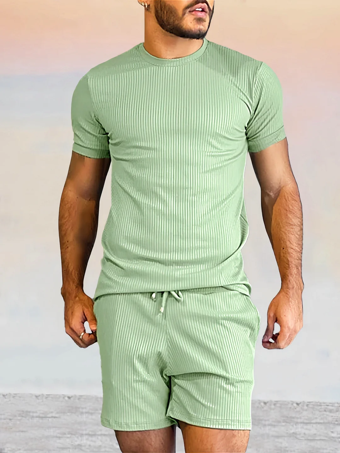 Casual Solid Color Short Sleeve Set