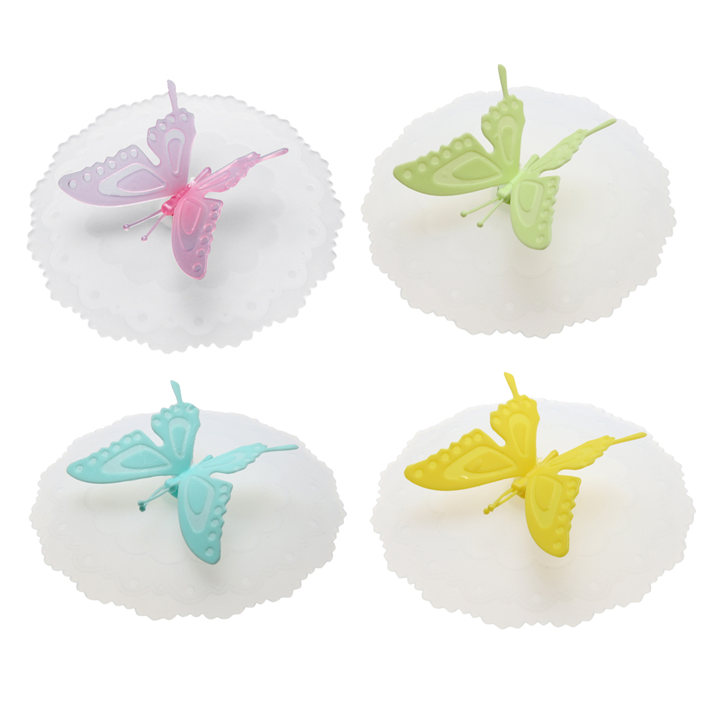 

Cute Butterfly Silicone Cup Lids Anti-dust Leakproof Mugs Cover, Yellow, 501 Original