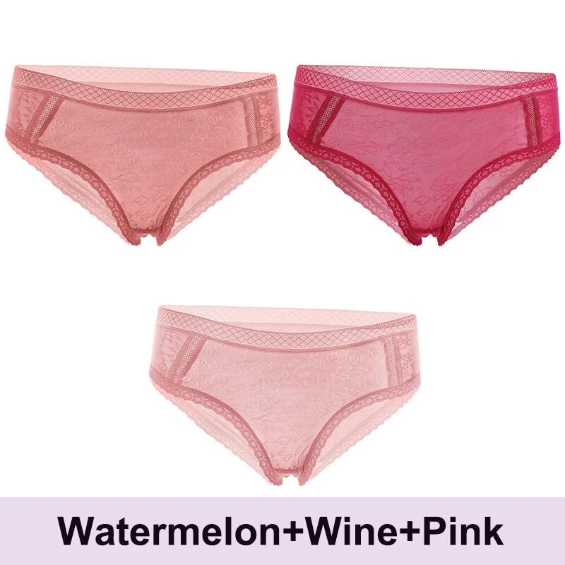 3PCS/Set Lace Panties Sexy Underwear Women's Panties Female Underpants  Floral Briefs For Woman Low-Rise Pantys Intimates M L XL