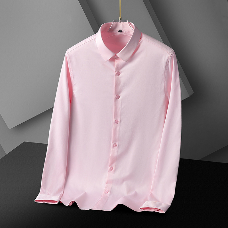 Raptureculture fashion clothes men New Spring Summer Men's Shirt Non-Ironing Anti-Wrinkle Business Casual Solid Color Elastic Smooth Long-Sleeve Social Work Shirt