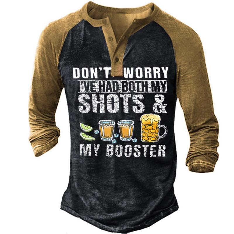 Don't Worry I've Had Both My Shots And Booster Funny Vaccine Henley Shirt-Compassnice®