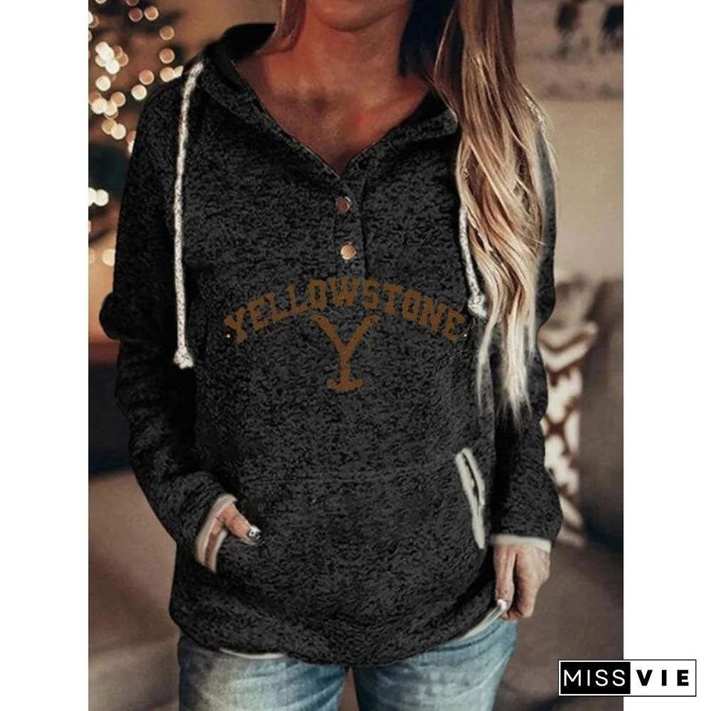 Printed Leisure Long Sleeve Hoodie