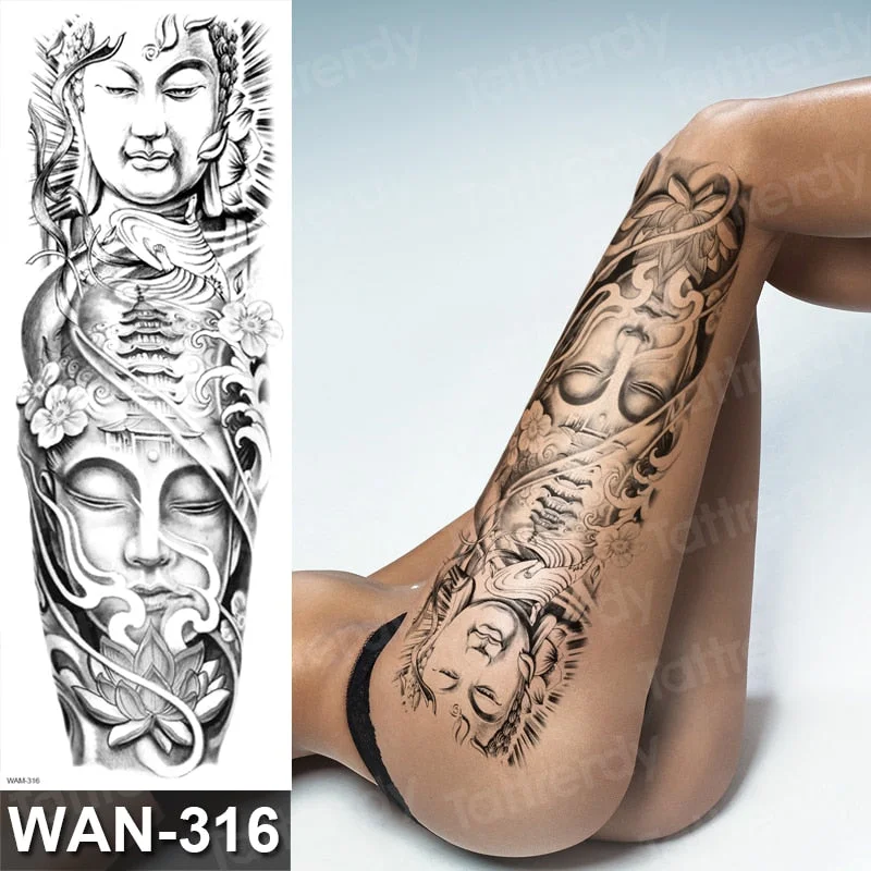 temporary tattoo women custom peony lotus fish tattoo body leg thigh full arm sleeve tattoo stickers sexy waterproof big size