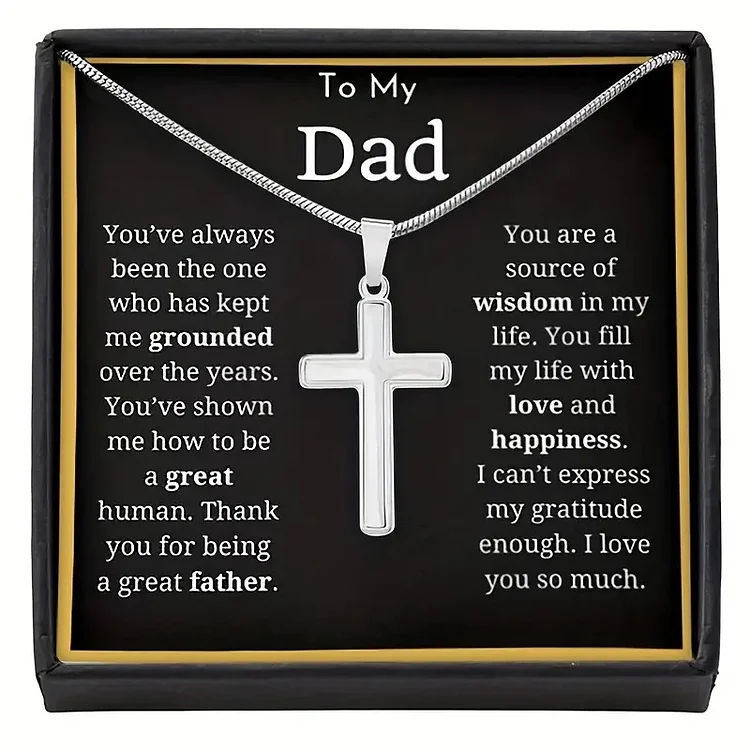 Gift To My Dad Cross Pendant Chain Necklace