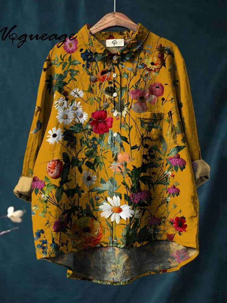 Women's Vintage Daisy Flower Print Shirt