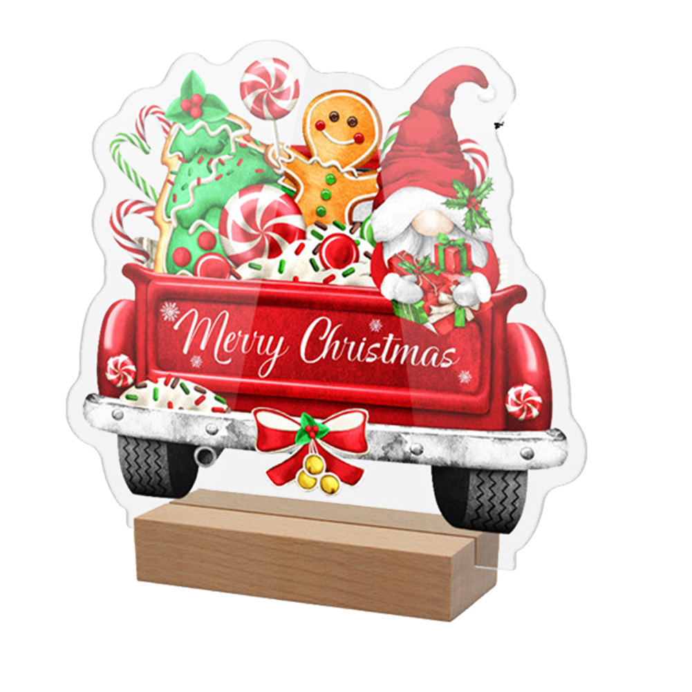 Christmas Acrylic Table Top Sign Gnome Cars E