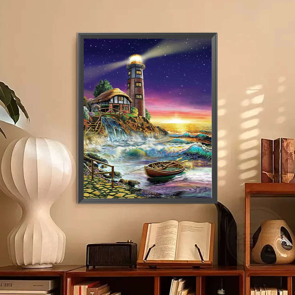 Diamond Painting - Full Square Drill - Seaside Lighthouse Landscape(Canvas|40*50cm)
