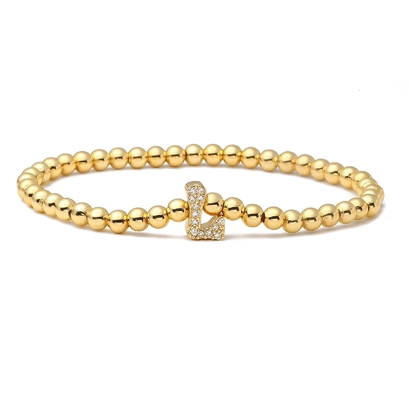 Vintage Style Minimalist Classic Style Letter Copper Zircon 18K Gold Plated Inlay Bracelets
