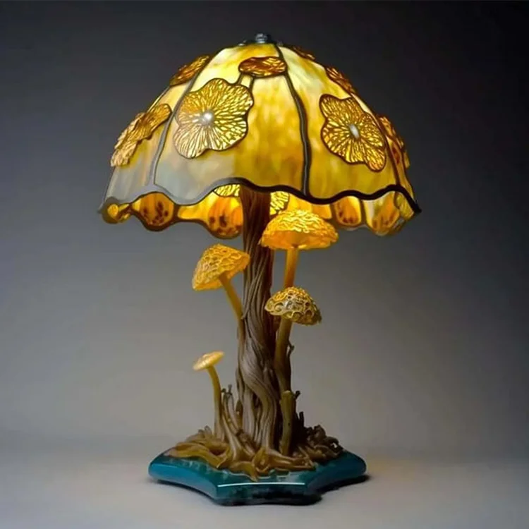 Mushroom Atmosphere Table Lamps Rural Style Resin Bedroom Lamp (Yellow Mushroom)