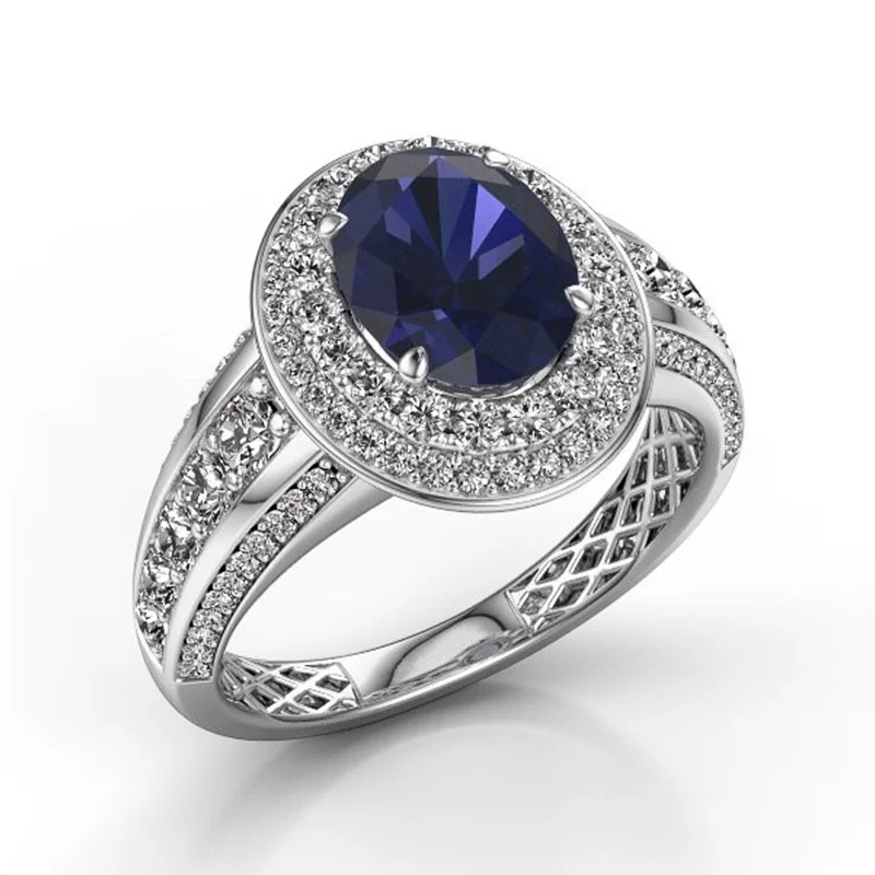 Classic Inlaid Four-claw Sapphire Goddess Ring