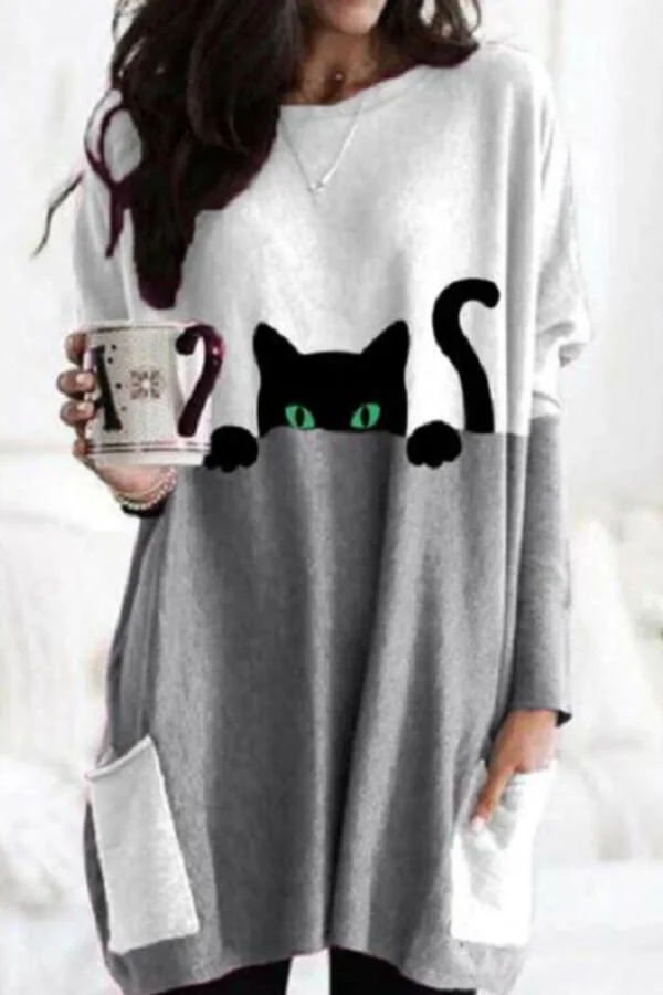 Fashion Lovely Cat Print Top