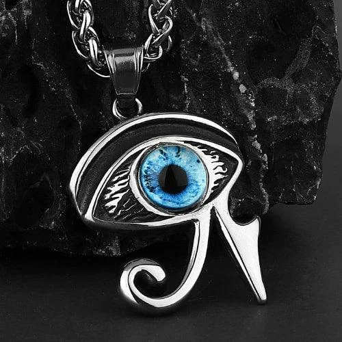 Vintage Blue Eye of Horus Stainless Steel Pendant