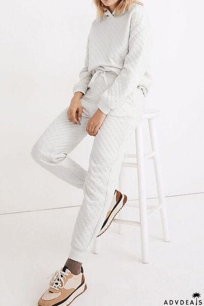 Dropped Shoulder Hoodie and Drawstring Pants Set