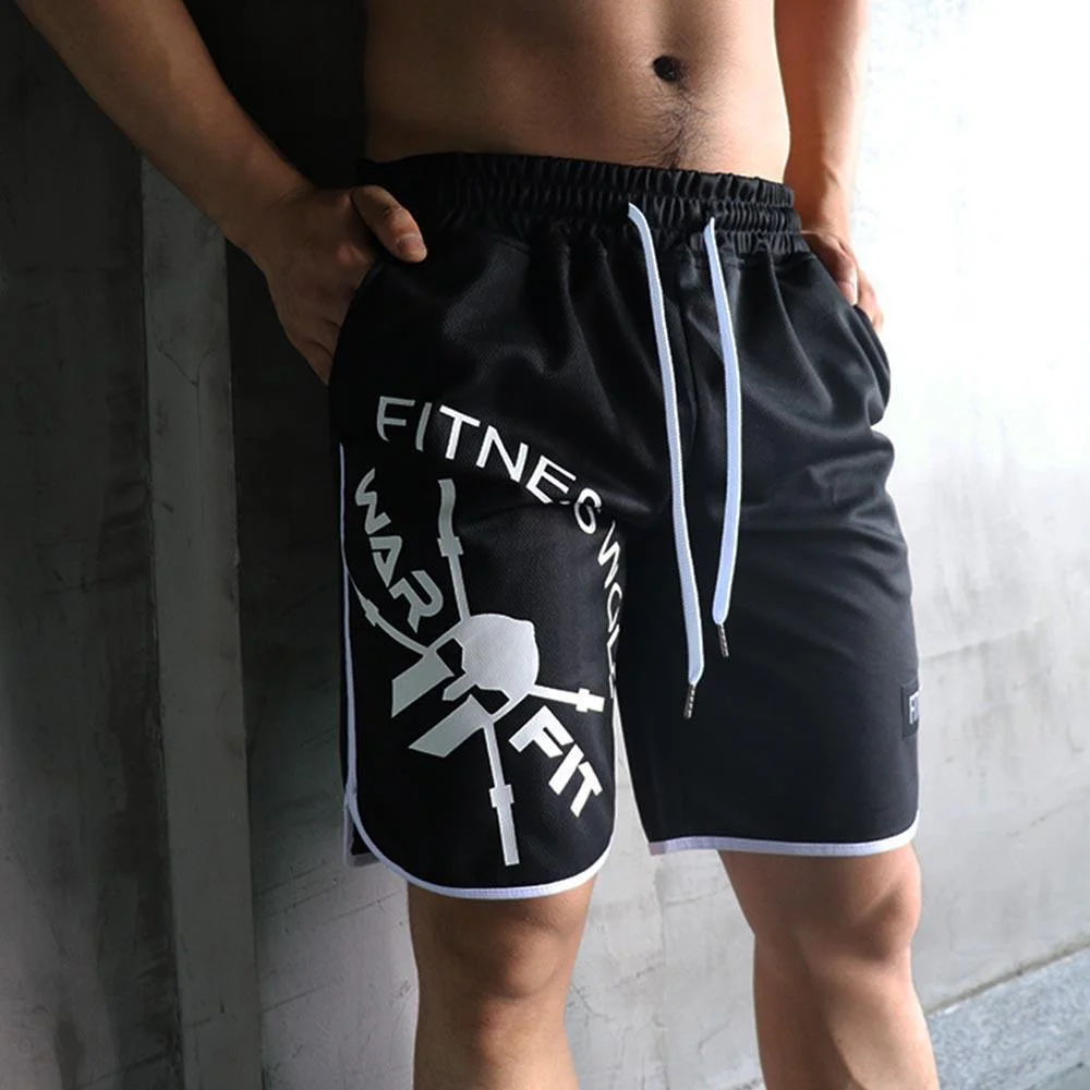 Skull Letter Printed Drawstring Shorts