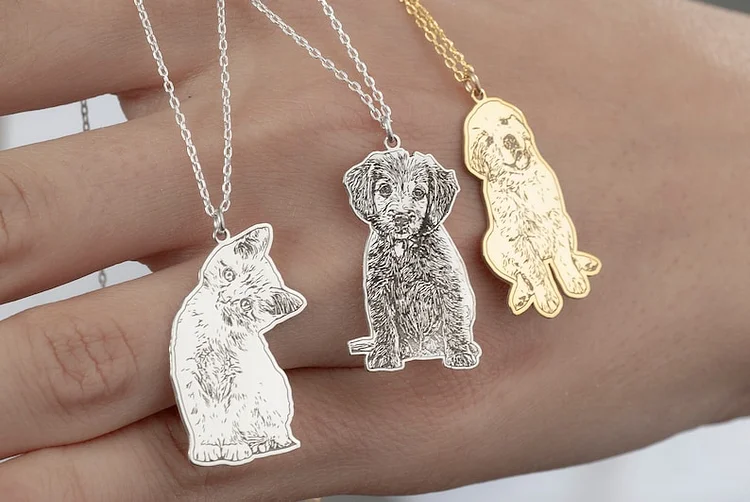 Custom Pet Portrait Necklace, Dog Photo Necklace