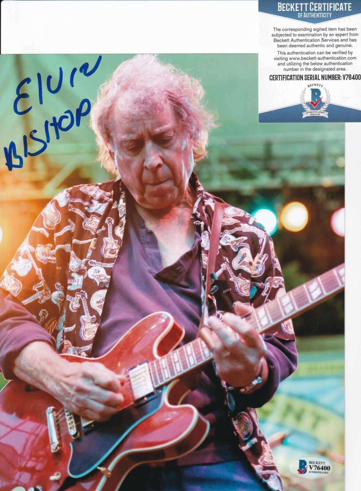 ELVIN BISHOP signed (PAUL BUTTERFIELD BLUES) Music 8X10 Photo Poster painting BECKETT BAS V76400