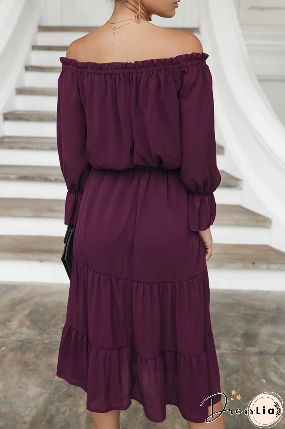 Casual Solid Split Joint Off The Shoulder Straight Dresses(3 Colors)