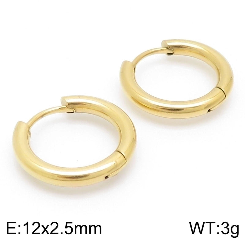 1 Pair Streetwear Solid Color Titanium Steel 18K Gold Plated Hoop Earrings