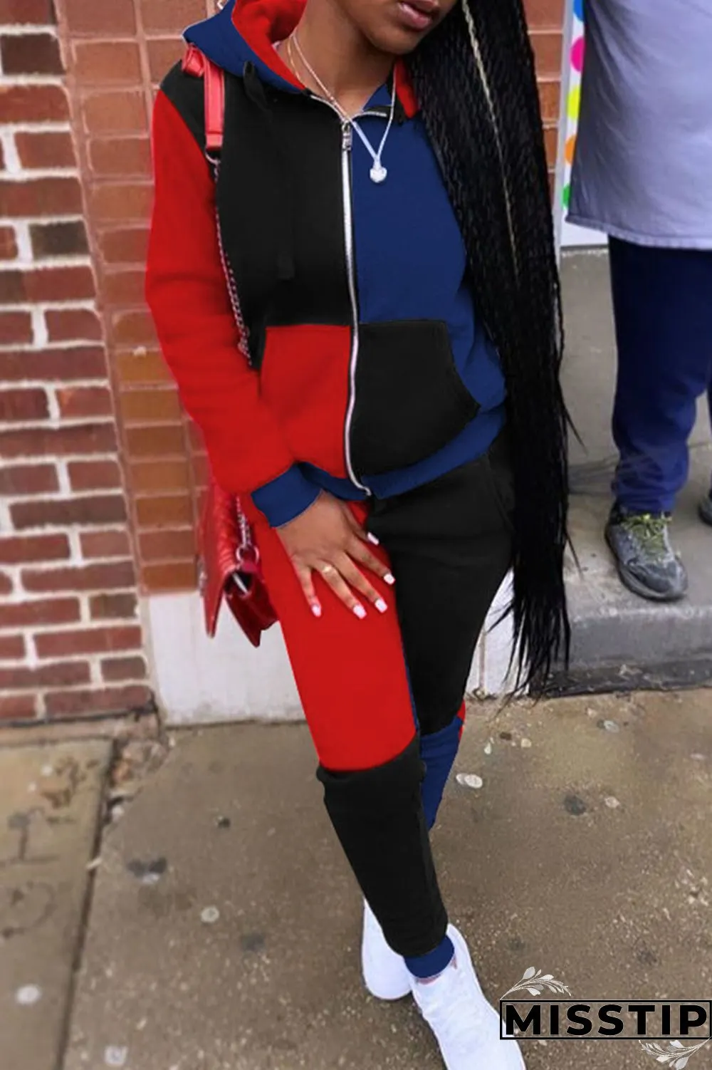 Grey Casual Patchwork Solid Pocket Hooded Collar Long Sleeve Two Pieces