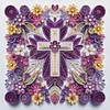 Lila und wei&szlig;es Kreuz - speziell geformtes Diamantgem&auml;lde - 30*30cm