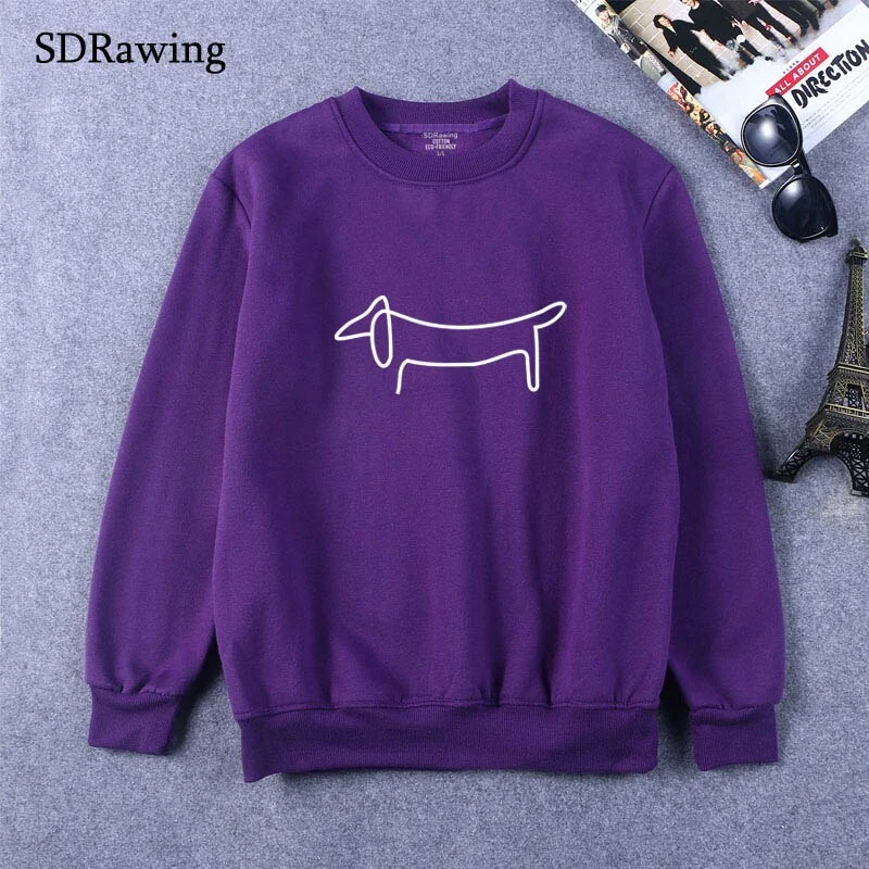 Simple Dachshund Dog Print Cotton Sweatshirts for women girl friend dogloverl Casua Sweatshirts pullovers Hipster Tumblr